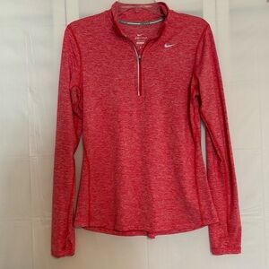 New Nike Dri-Fit Red Long Sleeve Fitted 1/4 Zipper